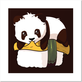 Panda on a tamago sushi Posters and Art